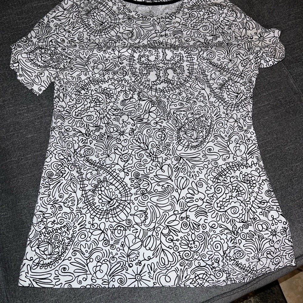 Tory Burch Monochrome Paisley Short Sleeve Top